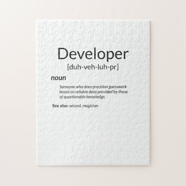 Funny utvecklare Gift Developer Definition Gift Pussel (Vertikal)