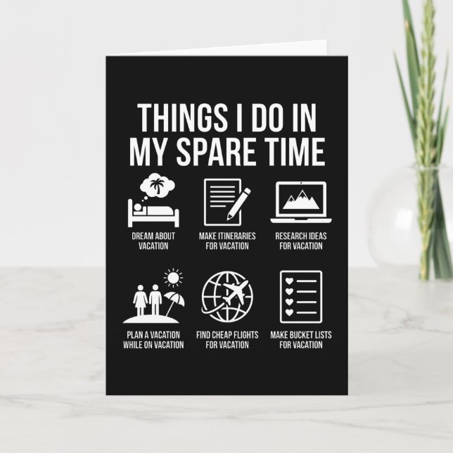 Funny Vacation Lover Spare Time Travel Planning Kort (Framsida)
