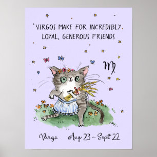 Funny Våg poster Stjärntecknet Zodiac Cat poster