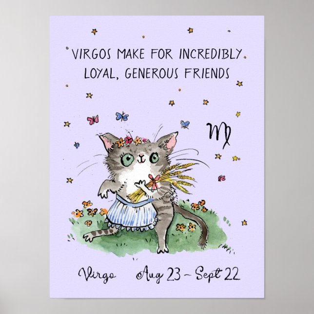 Funny Våg poster Stjärntecknet Zodiac Cat poster (Framsidan)