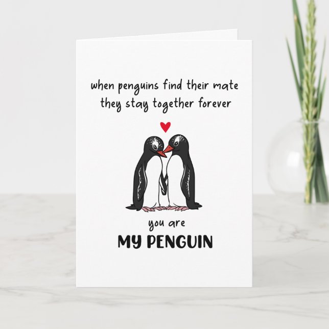 Funny Valentindagskort - Penguinkort Helgkort (Framsida)