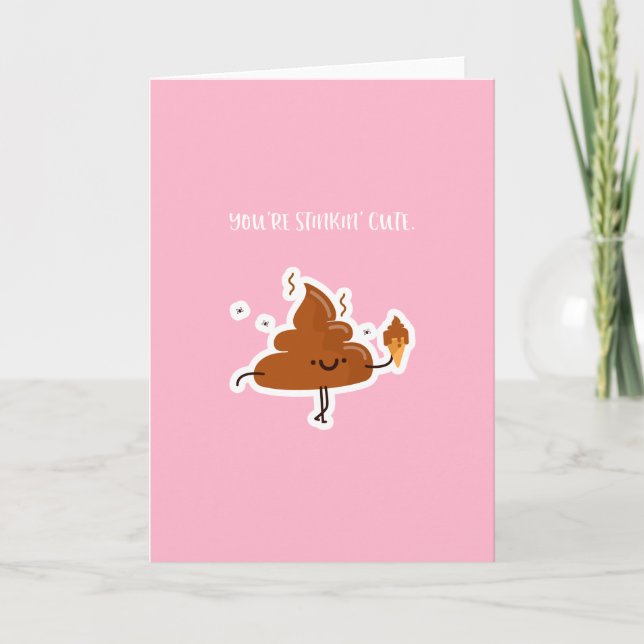 Funny Valentindagskort | Poo Stinkin Cute Helgkort (Framsida)