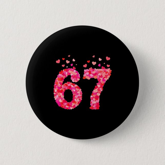 Funny Valentine 6 7 Meme Boy Six Seven Hearts Gen  Knapp (Framsida)