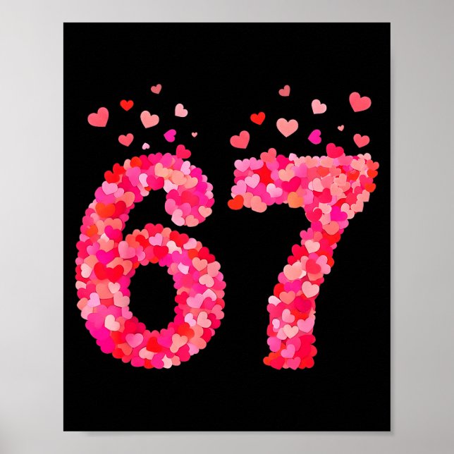 Funny Valentine 6 7 Meme Boy Six Seven Hearts Gen  Poster (Framsidan)