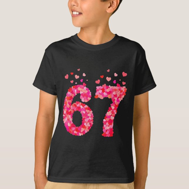 Funny Valentine 6 7 Meme Boy Six Seven Hearts Gen  T Shirt (Framsida)