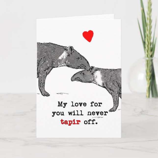 Funny Valentine Card Tapir Älskare med hjärta - Mi Helgkort (Framsida)