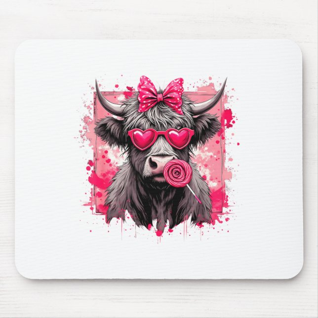 Funny Valentine Highland Cow Lollip Heart Art Nk L Musmatta (Framsidan)