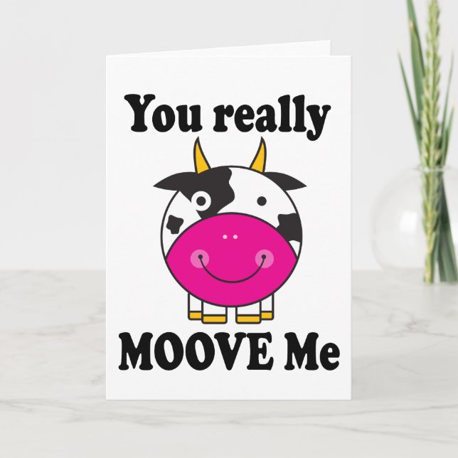 Funny Valentine Moove Me Cow Gift Helgkort (Framsida)