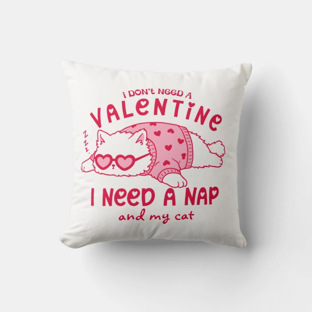 Funny Valentine Napping Cat Personalized  Kudde (Framsida)