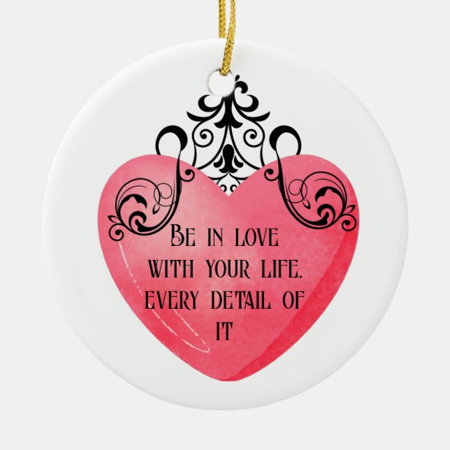 Funny Valentine pink heart Julgransprydnad Keramik (Framsidan)