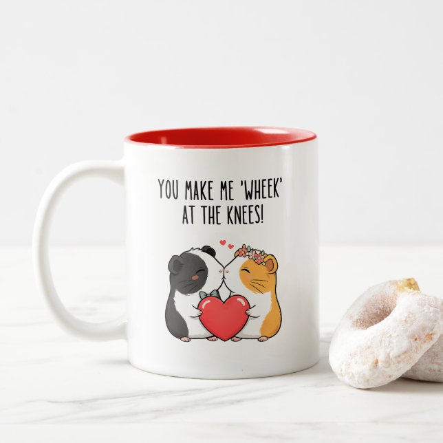 Funny Valentine’s Day Guinea Pig Mug, Två-Tonad Mugg (Med munk)