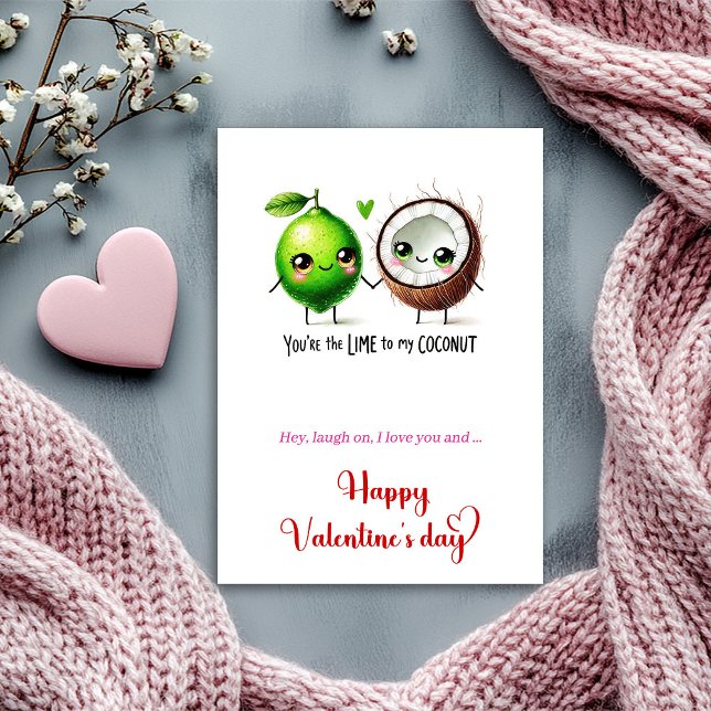 Funny Valentine’s Day Love Card with Cartoon Fruit Julkort (Funny Valentine’s Day Love Card with Cartoon Fruit)