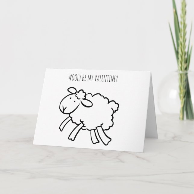 FUNNY Valentine Sheep Wooly är mitt Valentine-kort Helgkort (Framsida)
