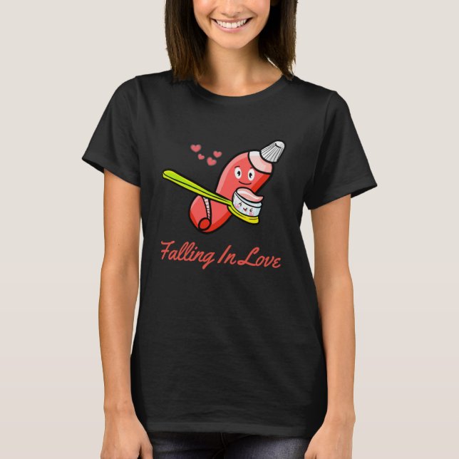 Funny Valentine Toothpaste Kärlek Toothborstar Pul T Shirt (Framsida)