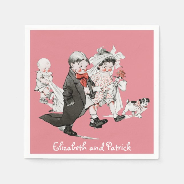 Funny Valentine Vintage bröllop Napkins Pappersservett (Framsidan)