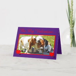 Funny Valentine w/Basset Hounds, Hearts & Cupaka Helgkort
