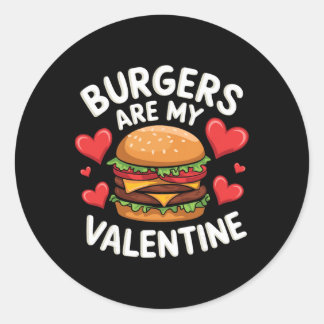 Funny Valentine's Burger Lovers Men Women  Runt Klistermärke