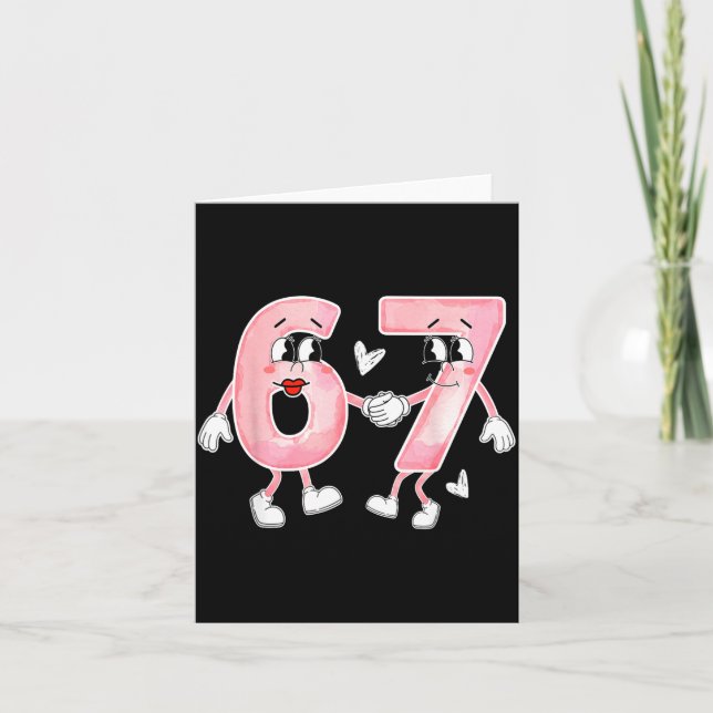 Funny Valentine's Day 6 7 Six Seven Meme Valentine Kort (Framsida)