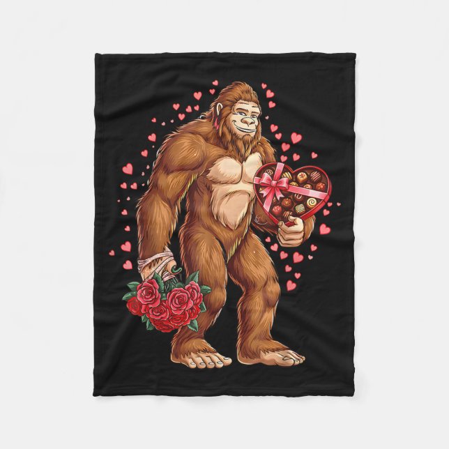 Funny Valentines Day Bigfoot Heart Love Sasquatch  Fleecefilt (Framsidan)