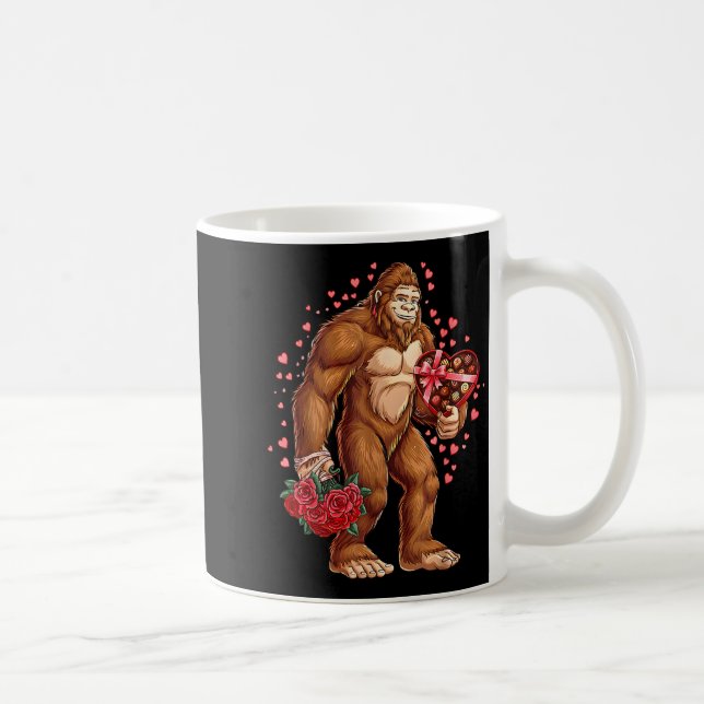 Funny Valentines Day Bigfoot Heart Love Sasquatch  Kaffemugg (Höger)