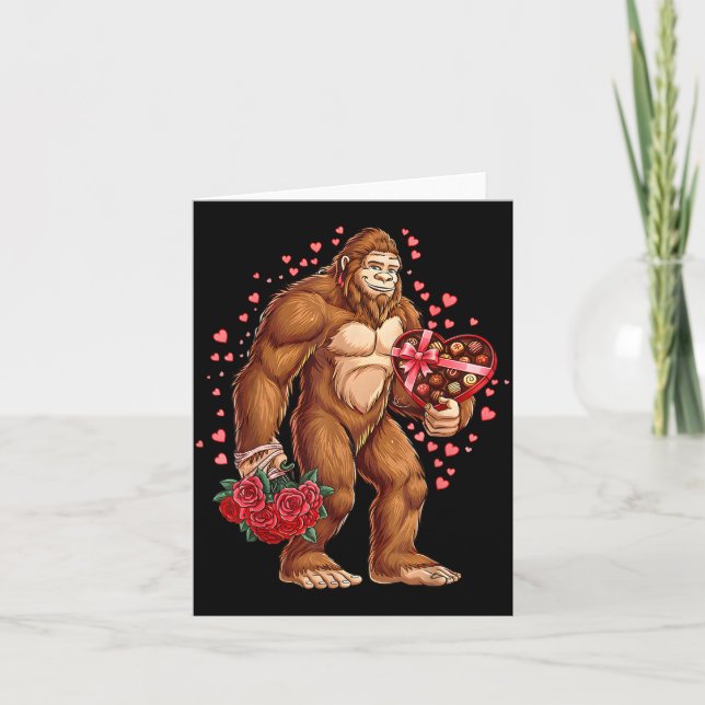 Funny Valentines Day Bigfoot Heart Love Sasquatch  Kort (Framsida)