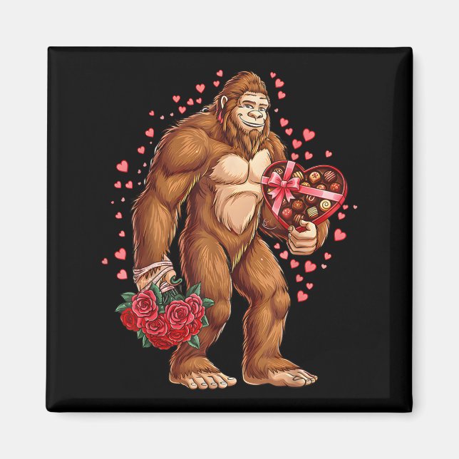Funny Valentines Day Bigfoot Heart Love Sasquatch  Magnet (Framsidan)