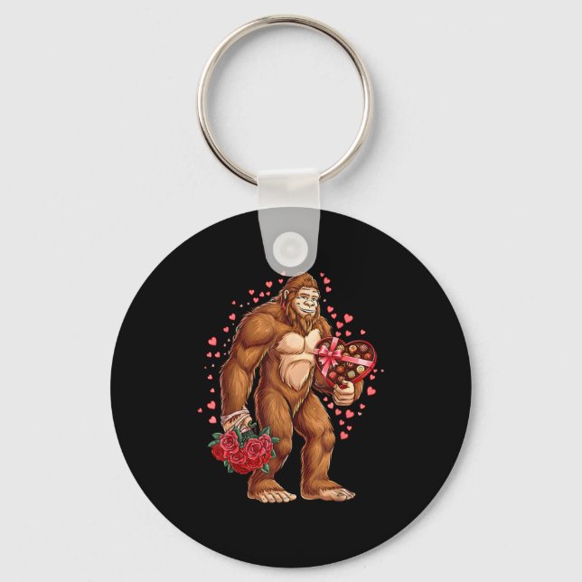 Funny Valentines Day Bigfoot Heart Love Sasquatch  Nyckelring (Framsida)