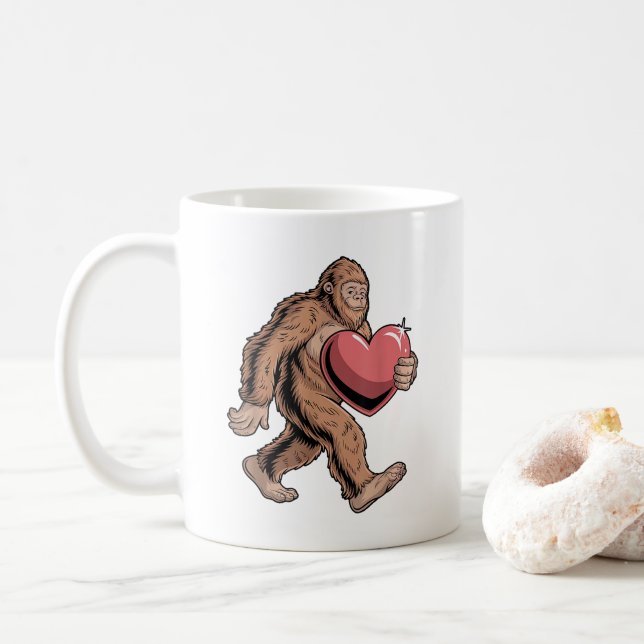 Funny Valentines day Bigfoot Heart Sasquatch Älska Kaffemugg (Med munk)