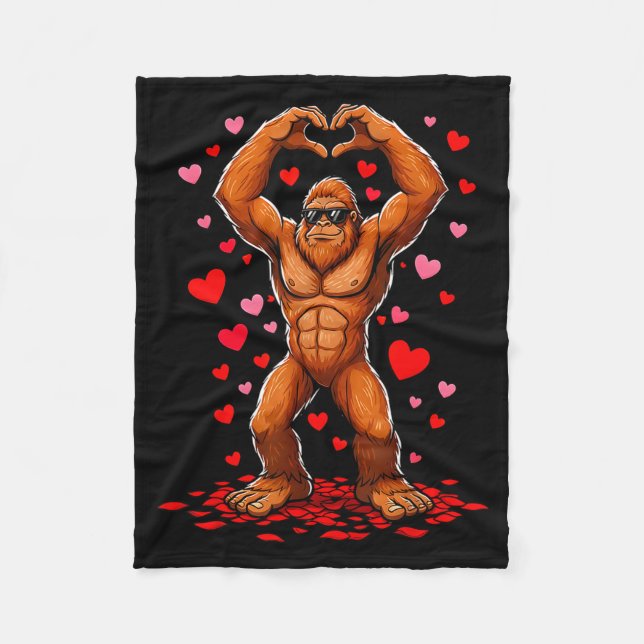 Funny Valentines Day Bigfoot Heart Sungles Sasquat Fleecefilt (Framsidan)