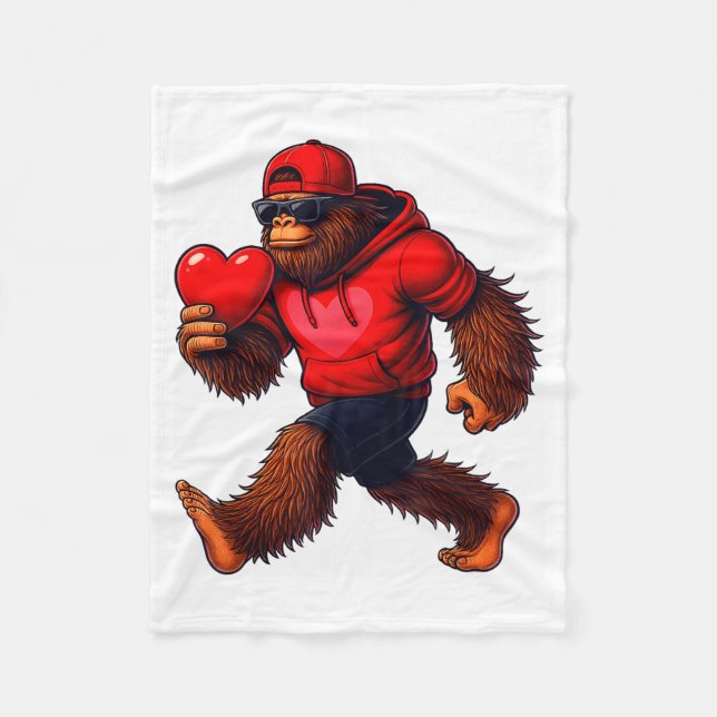 Funny Valentines Day Bigfoot Heart Sungles Sasquat Fleecefilt (Framsidan)