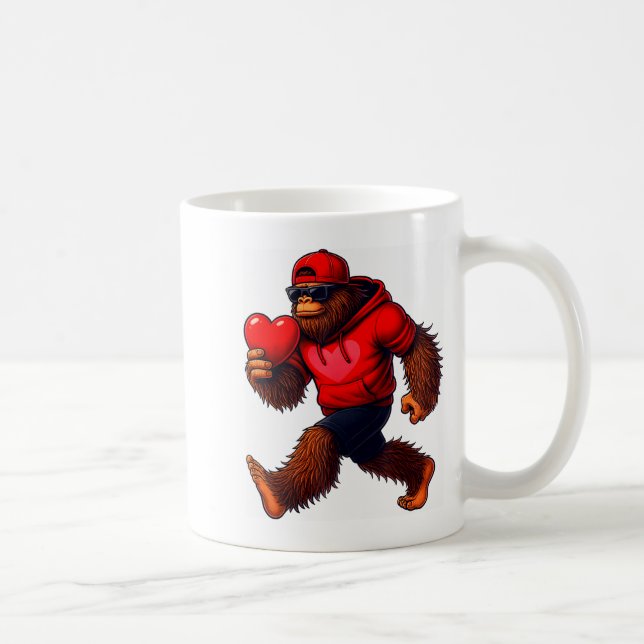 Funny Valentines Day Bigfoot Heart Sungles Sasquat Kaffemugg (Höger)