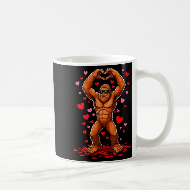 Funny Valentines Day Bigfoot Heart Sungles Sasquat Kaffemugg (Höger)