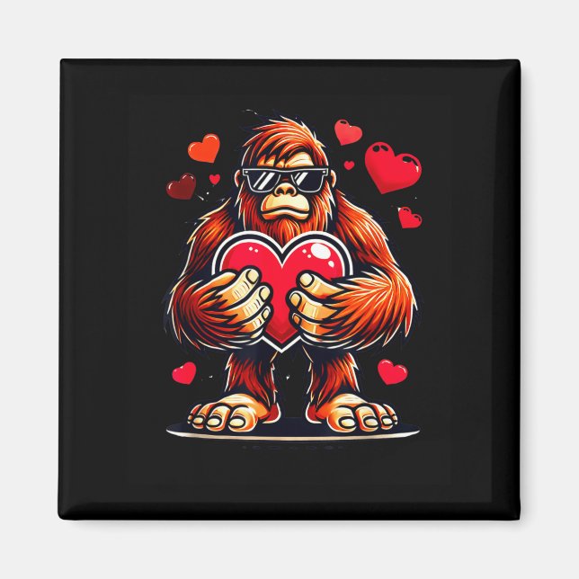 Funny Valentines Day Bigfoot Heart Sungles Sasquat Magnet (Framsidan)