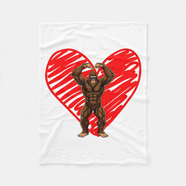 Funny Valentines Day Bigfoot Sungles In Heart Sasq Fleecefilt (Framsidan)