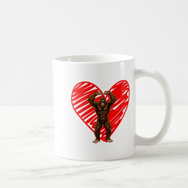 Funny Valentines Day Bigfoot Sungles In Heart Sasq Kaffemugg (Höger)