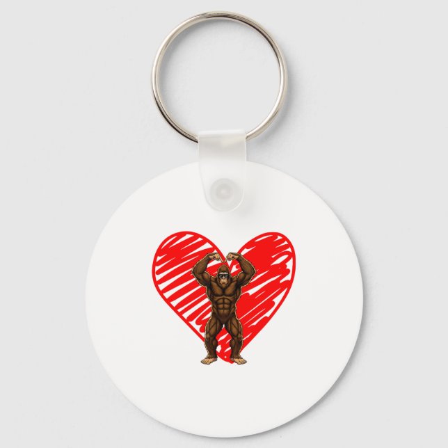 Funny Valentines Day Bigfoot Sungles In Heart Sasq Nyckelring (Framsida)