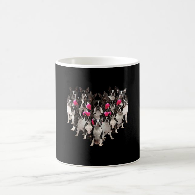 Funny Valentines day Boston Terrier Heart Gift Hun Kaffemugg (Center)
