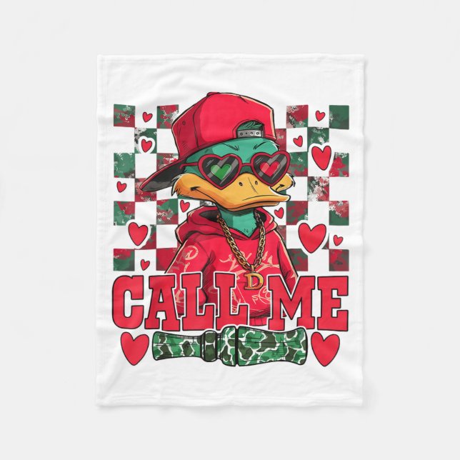 Funny Valentine's Day Boy Duck Hunting Call Me Tod Fleecefilt (Framsidan)