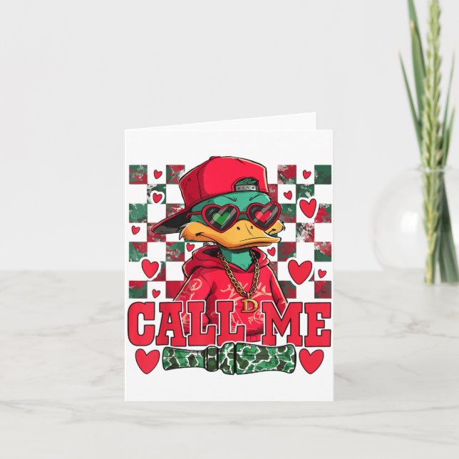 Funny Valentine's Day Boy Duck Hunting Call Me Tod Kort (Framsida)