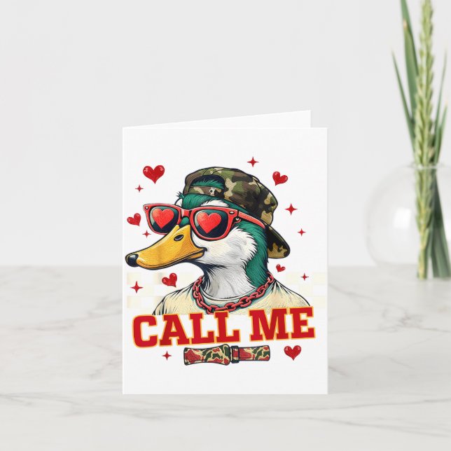 Funny Valentine's Day Boy Duck Hunting Call Me Tod Kort (Framsida)