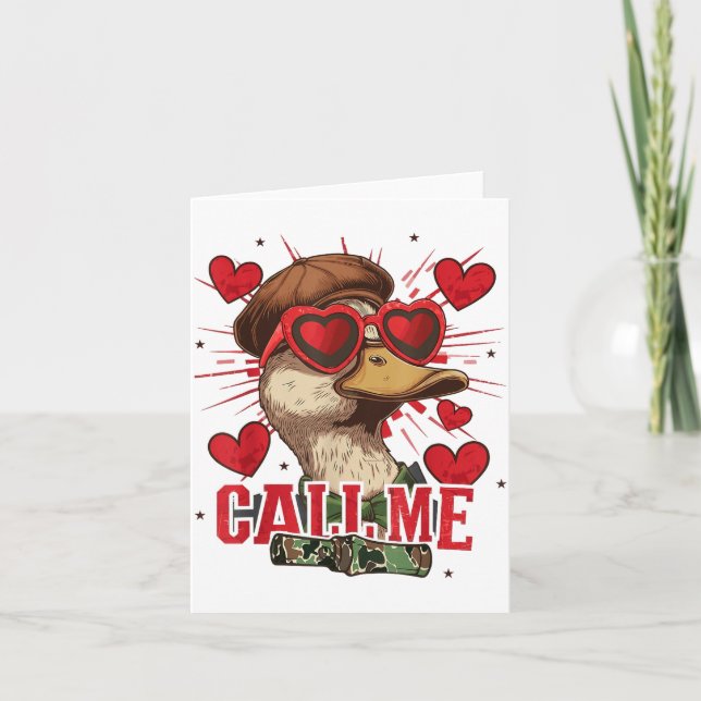 Funny Valentine's Day Boy Duck Hunting Call Me Tod Kort (Framsida)