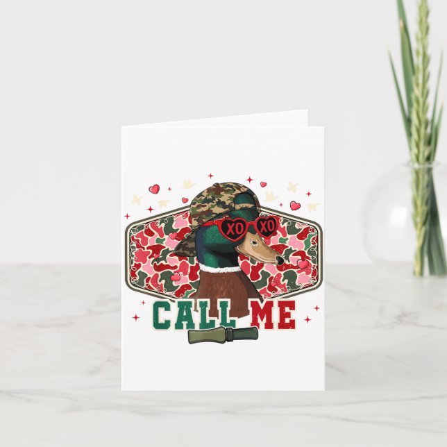 Funny Valentine's Day Boy Duck Hunting Call Me Tod Kort (Framsida)