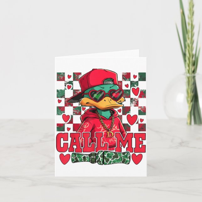 Funny Valentine's Day Boy Duck Hunting Call Me Tod Kort (Framsida)