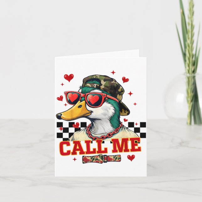 Funny Valentine's Day Boy Duck Hunting Call Me Tod Kort (Framsida)