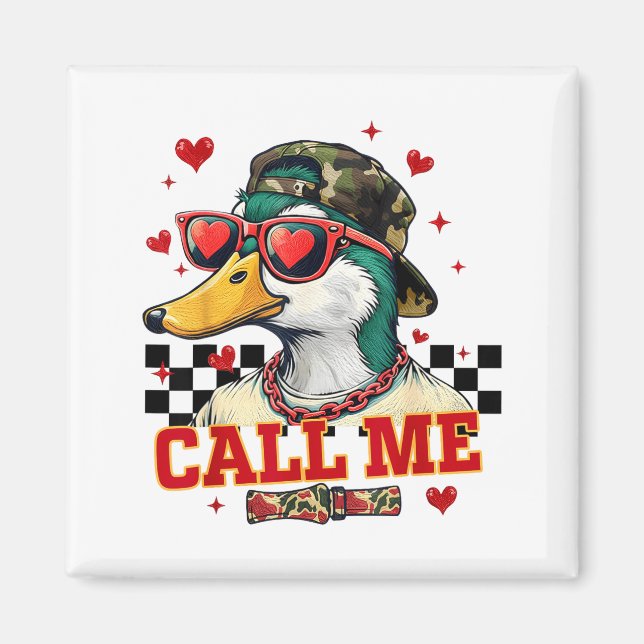 Funny Valentine's Day Boy Duck Hunting Call Me Tod Magnet (Framsidan)