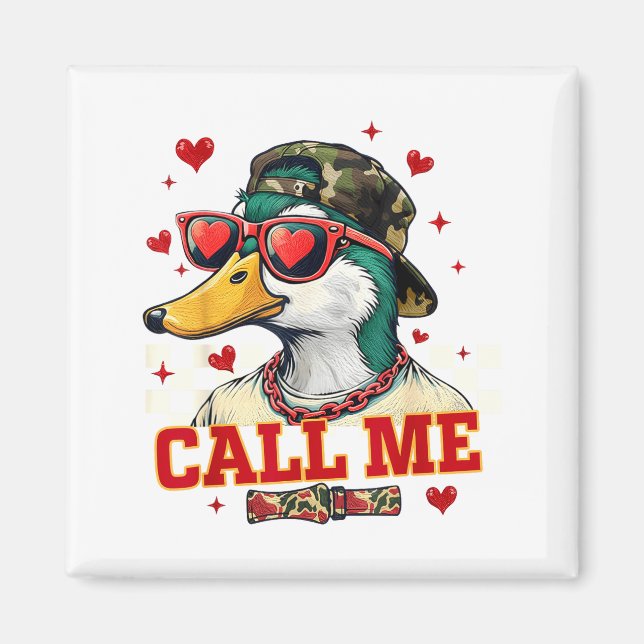 Funny Valentine's Day Boy Duck Hunting Call Me Tod Magnet (Framsidan)