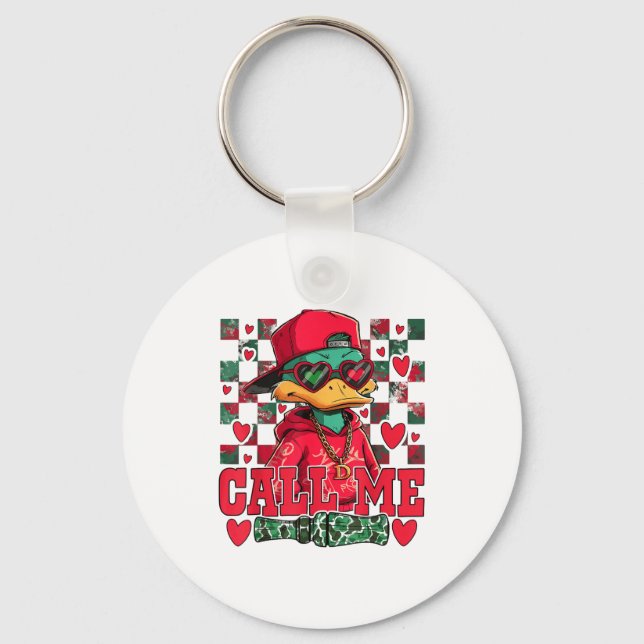 Funny Valentine's Day Boy Duck Hunting Call Me Tod Nyckelring (Framsida)