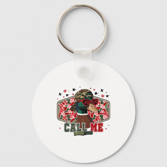 Funny Valentine's Day Boy Duck Hunting Call Me Tod Nyckelring (Framsida)