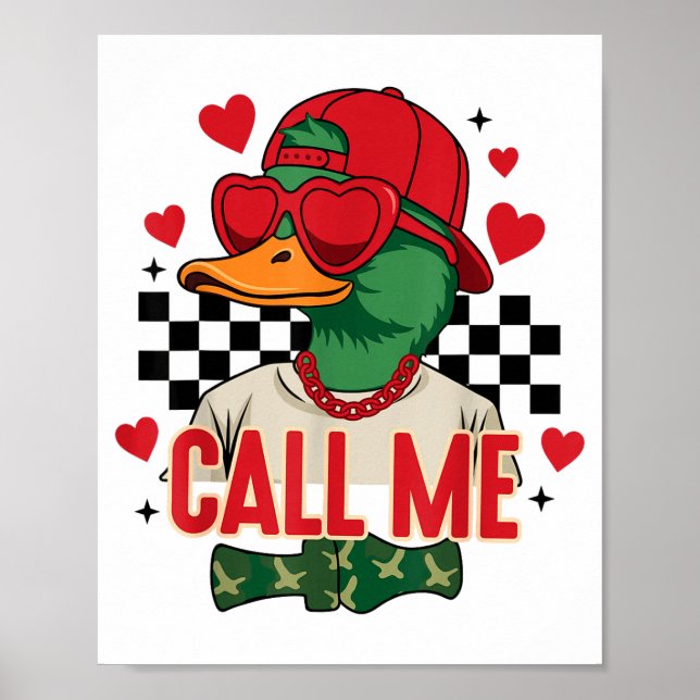 Funny Valentine's Day Boy Duck Hunting Call Me Tod Poster (Framsidan)