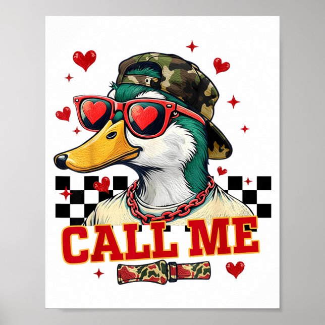 Funny Valentine's Day Boy Duck Hunting Call Me Tod Poster (Framsidan)